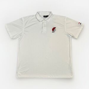 AKWA Portland Trail Blazers Mens Polo Shirt XL White NBA Golf Co-Branded Sleeve